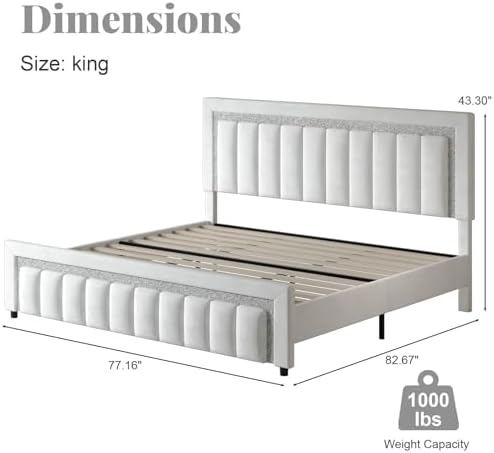 HOMBCK Twin Bed Frame with Headboard & Footboard, Upholstered Twin Size Bed, Easy Assembly, No Box Spring Needed, Stylis