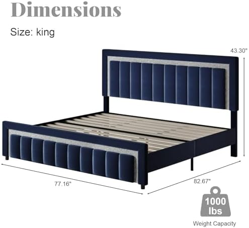 HOMBCK Twin Bed Frame with Headboard & Footboard, Upholstered Twin Size Bed, Easy Assembly, No Box Spring Needed, Stylis