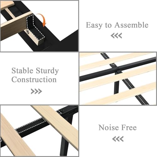HOMBCK Twin Bed Frame with Headboard & Footboard, Upholstered Twin Size Bed, Easy Assembly, No Box Spring Needed, Stylis