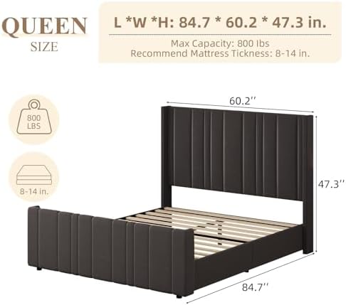 HOMBCK Upholstered Full Bed Frame with Tufted Headboard & Footboard for Easy Assembly | Cream | No Box Spring Needed | M