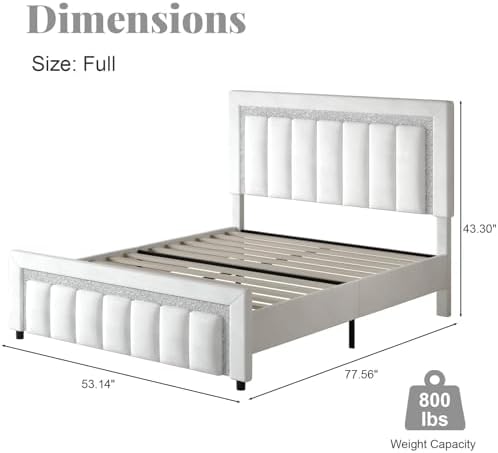 HOMBCK Twin Bed Frame with Headboard & Footboard, Upholstered Twin Size Bed, Easy Assembly, No Box Spring Needed, Stylis