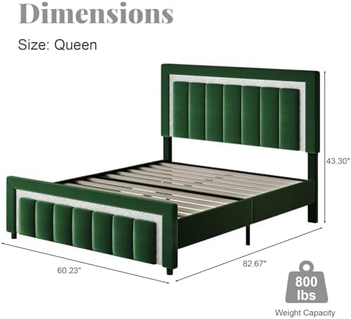 HOMBCK Twin Bed Frame with Headboard & Footboard, Upholstered Twin Size Bed, Easy Assembly, No Box Spring Needed, Stylis