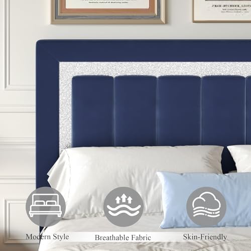 HOMBCK Twin Bed Frame with Headboard & Footboard, Upholstered Twin Size Bed, Easy Assembly, No Box Spring Needed, Stylis