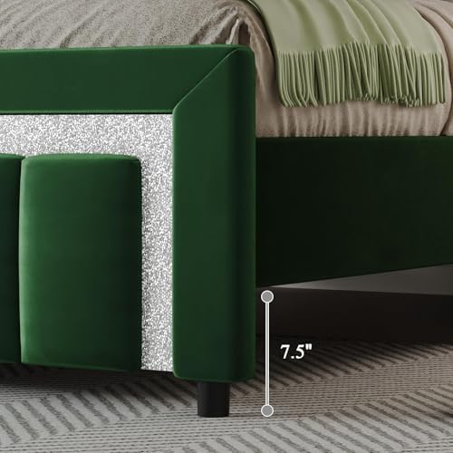 HOMBCK Twin Bed Frame with Headboard & Footboard, Upholstered Twin Size Bed, Easy Assembly, No Box Spring Needed, Stylis