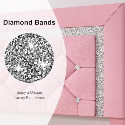 HOMBCK Twin Bed Frame + Faux Leather Upholstered Platform Bed + Modern Design + Kids/Teens + Stylish Diamond Headboard +